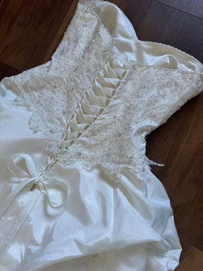 Warm ivory strapless a-line wedding dress uk 12