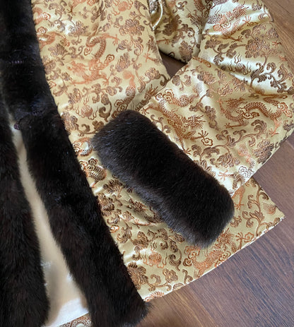 Gold Patsy Seddon 2-piece silk blend womens suit uk 8-10