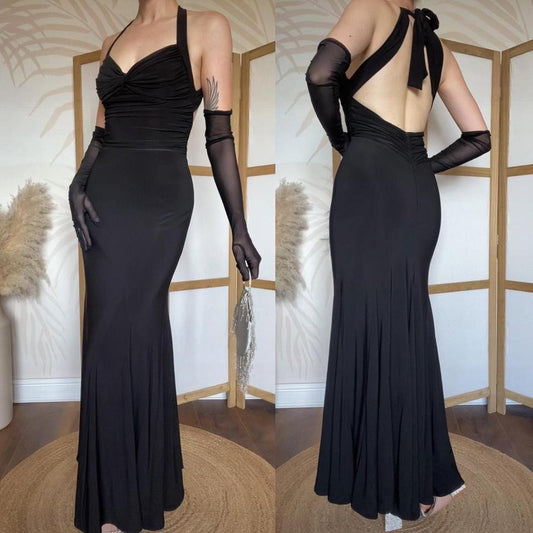 Niki Livas black stretch evening dress uk 14