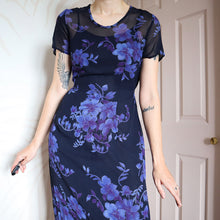 Load image into Gallery viewer, Blue Hamells Floral Sheer Short Sleeve Dress UK 10
