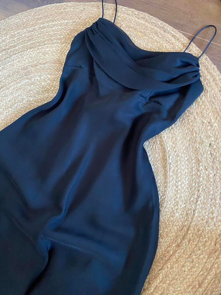 Black chiffon long prom dress uk 14