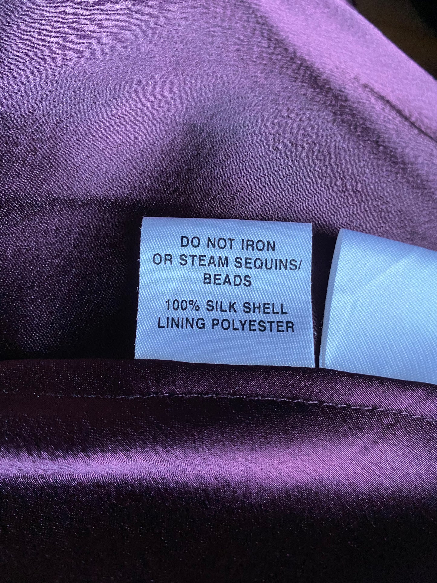 Purple beaded 100% silk evening gown UK 12