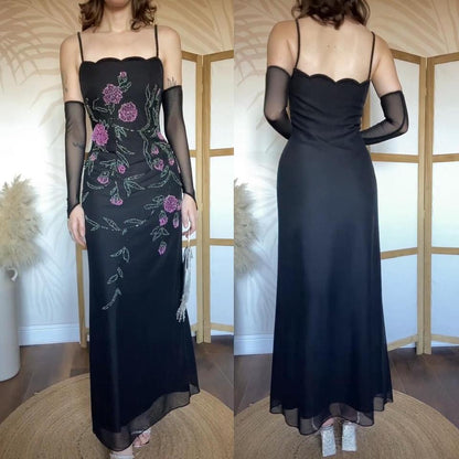 Black After six beaded stretch evening dress uk 12