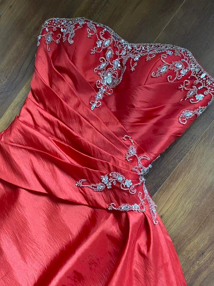 Strapless a-line beaded prom gown uk 12