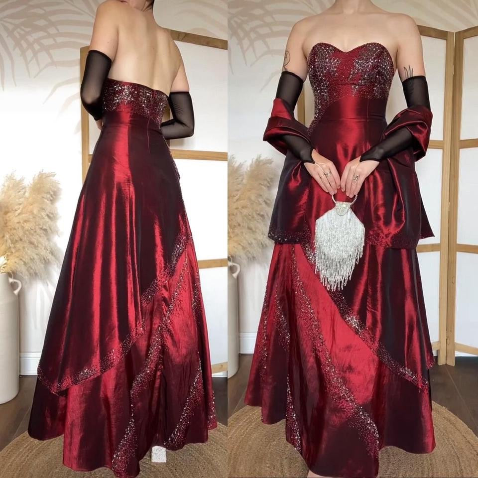 Yve London red beaded prom dress & shawl uk 8-10