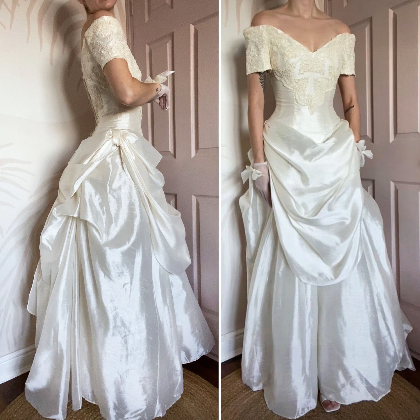 Dante Ronald Joyce off shoulder ivory wedding dress UK 10