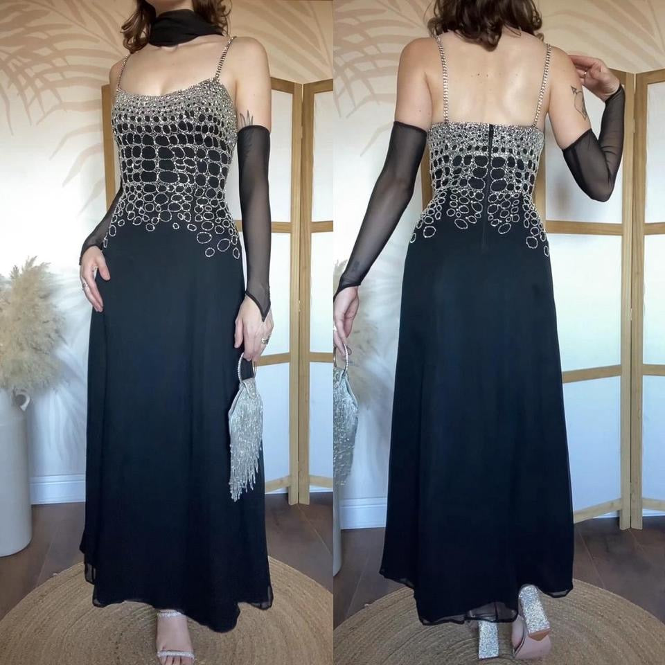 Le Gala 100% silk beaded dress & shawl uk 10