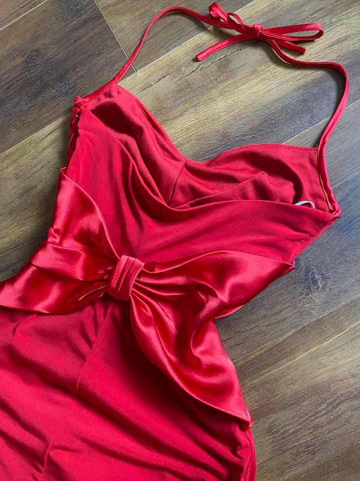 Scott McClintock red stretch halter dress uk 10