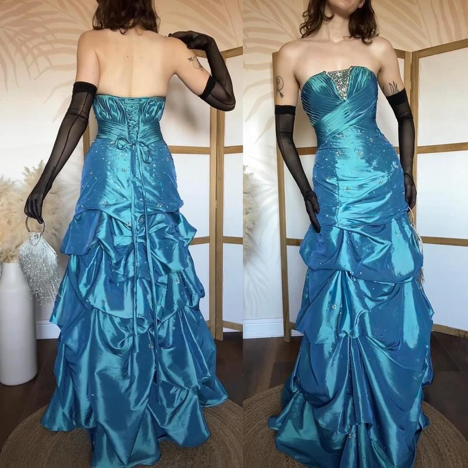 Sapphire May Queen strapless a-line beaded prom dress uk 12