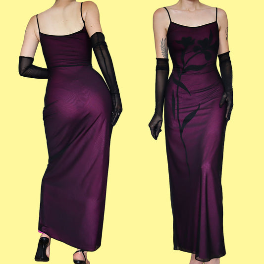 After Six purple stretch evening gown UK 10