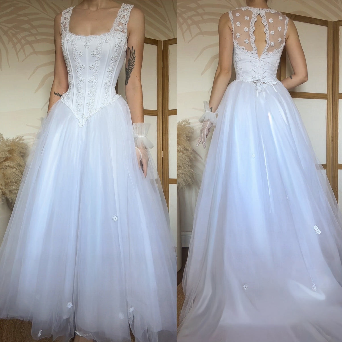 Bright white fit & flare wedding dress uk 10