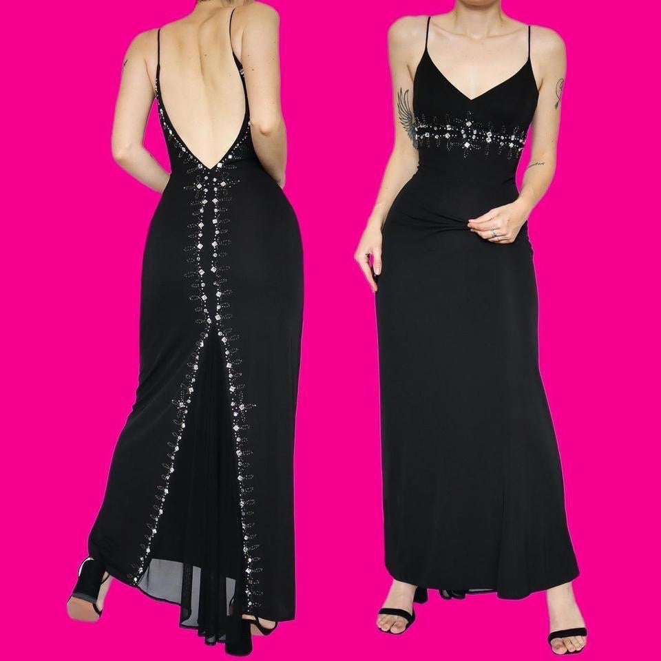 Black Dave & Johnny gem beaded evening dress UK 12