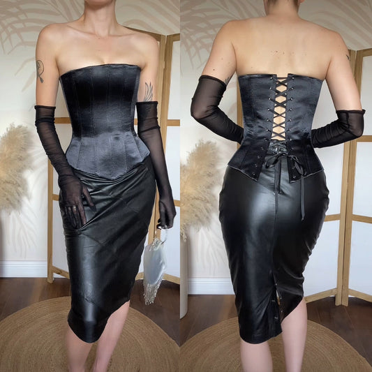 Dawn Stretton silky black corset uk 8