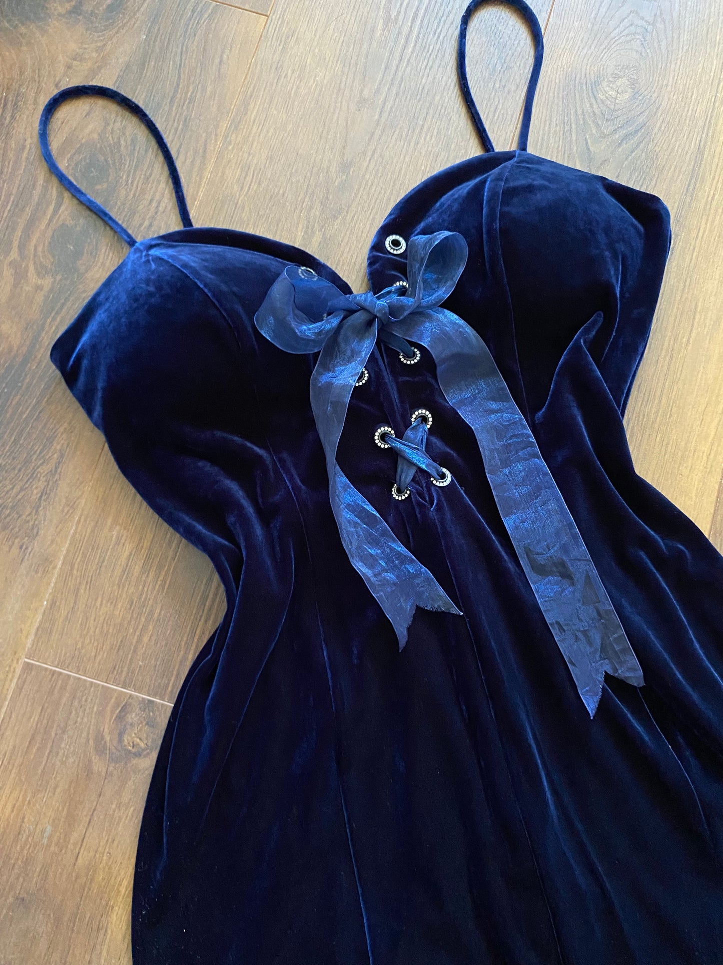 Bernshaw navy velvet stretch evening dress uk 14