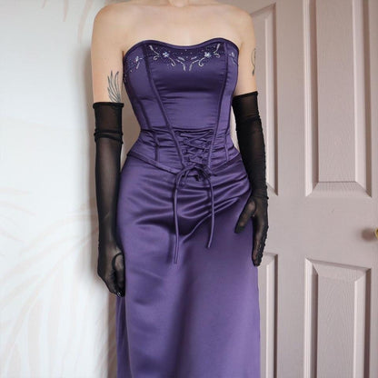Hilary Morgan purple 2 piece corset & skirt set UK 10