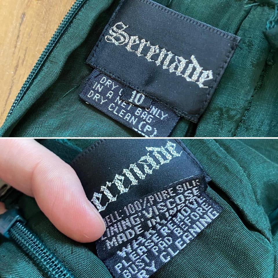 Forest green 100% silk high neck beaded dress uk 10