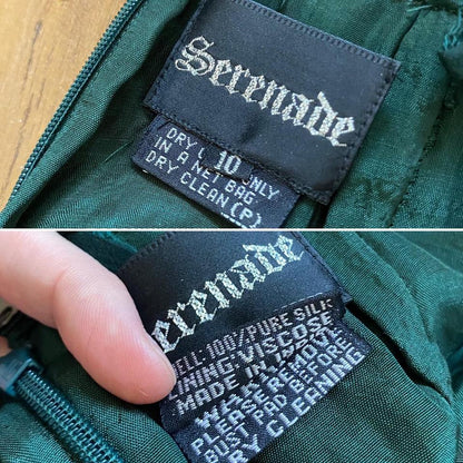 Forest green 100% silk high neck beaded dress uk 10