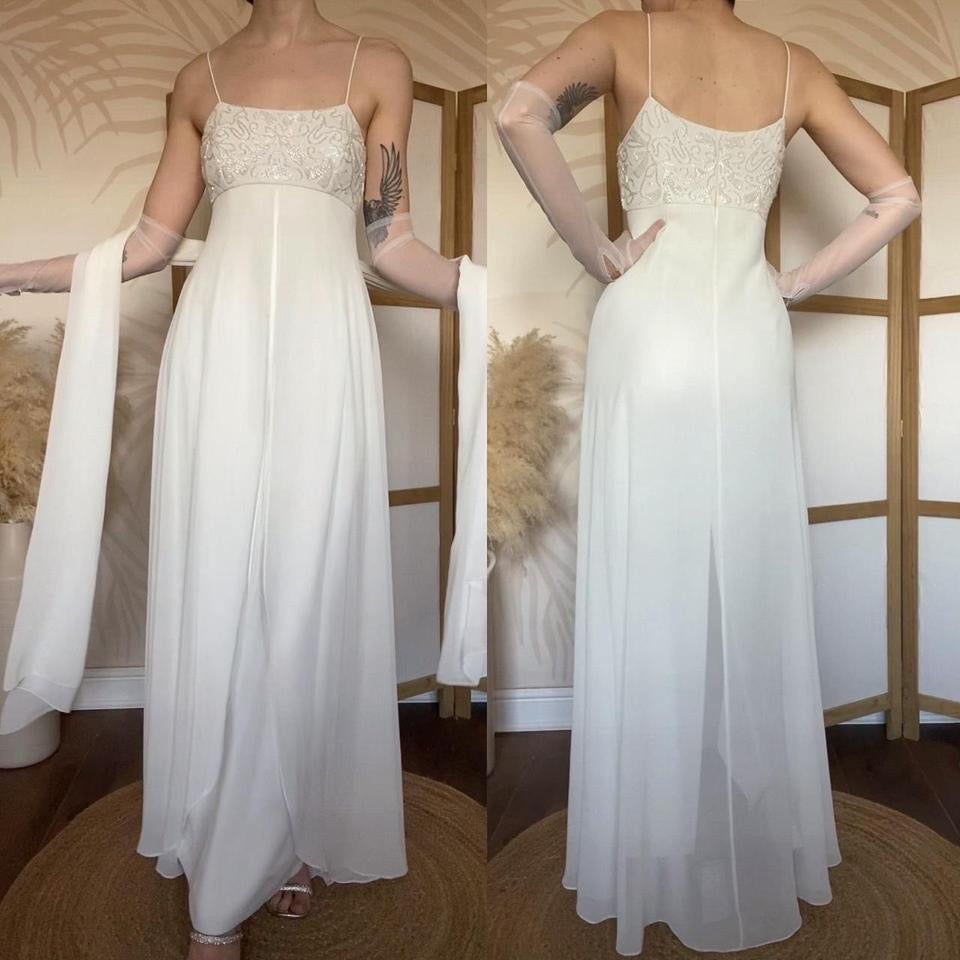 Ivory Victoria Jane beaded empire waist wedding dress uk 10