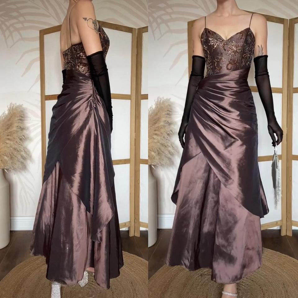 Brown Jora a-line prom dress & shawl uk 8