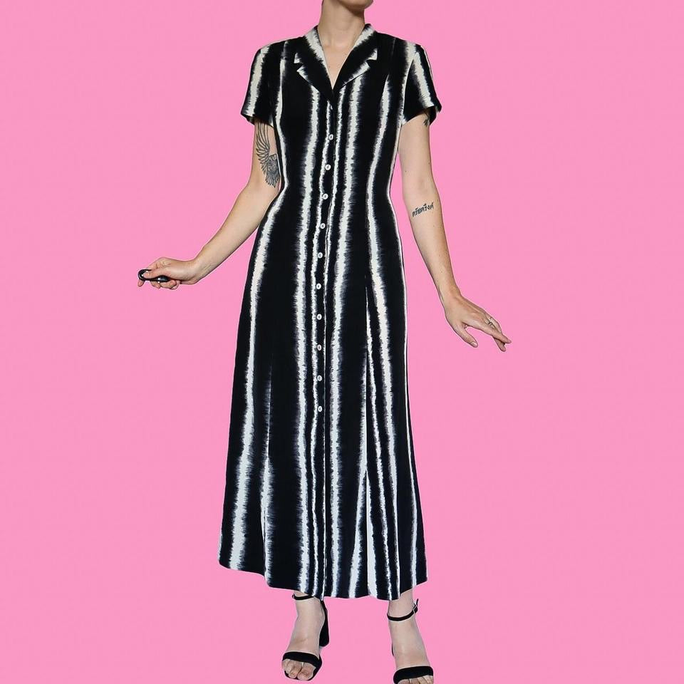 Black & white stripe shirt dress UK 12