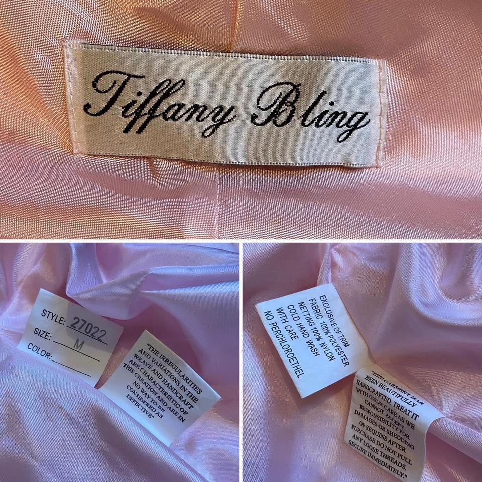Tiffany Bling baby pink evening dress & shawl UK 12