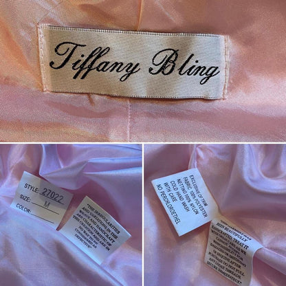 Tiffany Bling baby pink evening dress & shawl UK 12