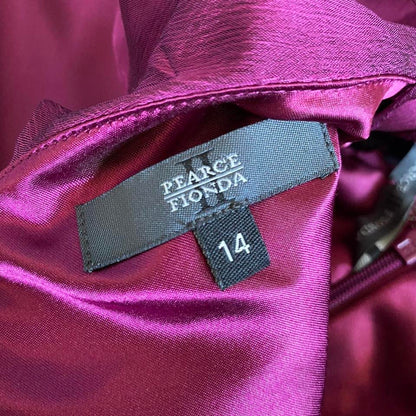 Purple one shoulder frilly evening dress UK 14