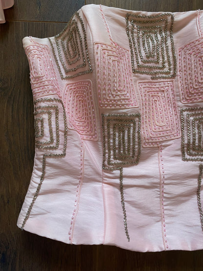 Pink 3-piece top/skirt & shawl prom set uk 8