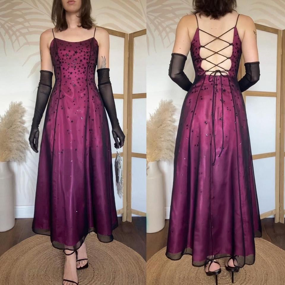 Morgan & Co petite pink glittery star a-line prom dress uk 8
