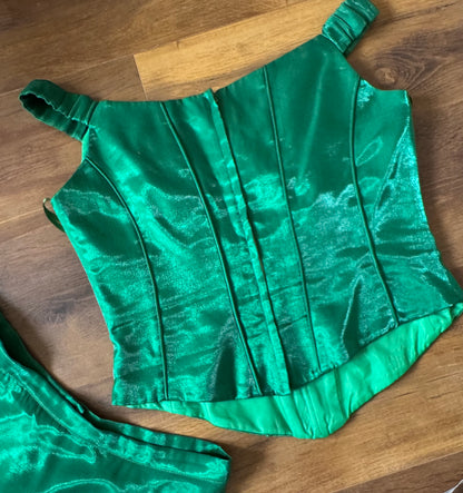 Forest green shimmery 3-piece prom set uk 12