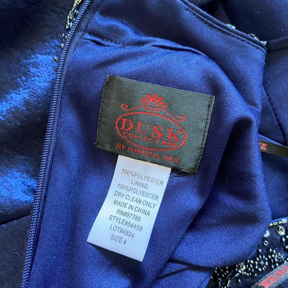 Shimmery blue open back evening dress uk 8-10