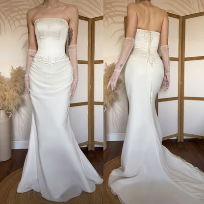 Ivory strapless Sincerity Bridal wedding dress uk 12