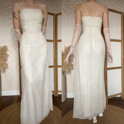 Scala 100% silk ivory beaded wedding dress uk 10