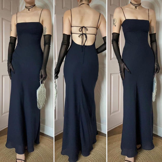 Morgan & Co navy backless evening dress UK 10