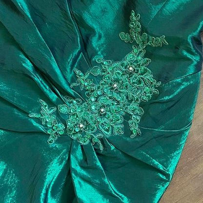 Dark green strapless fit & flare prom dress uk 8