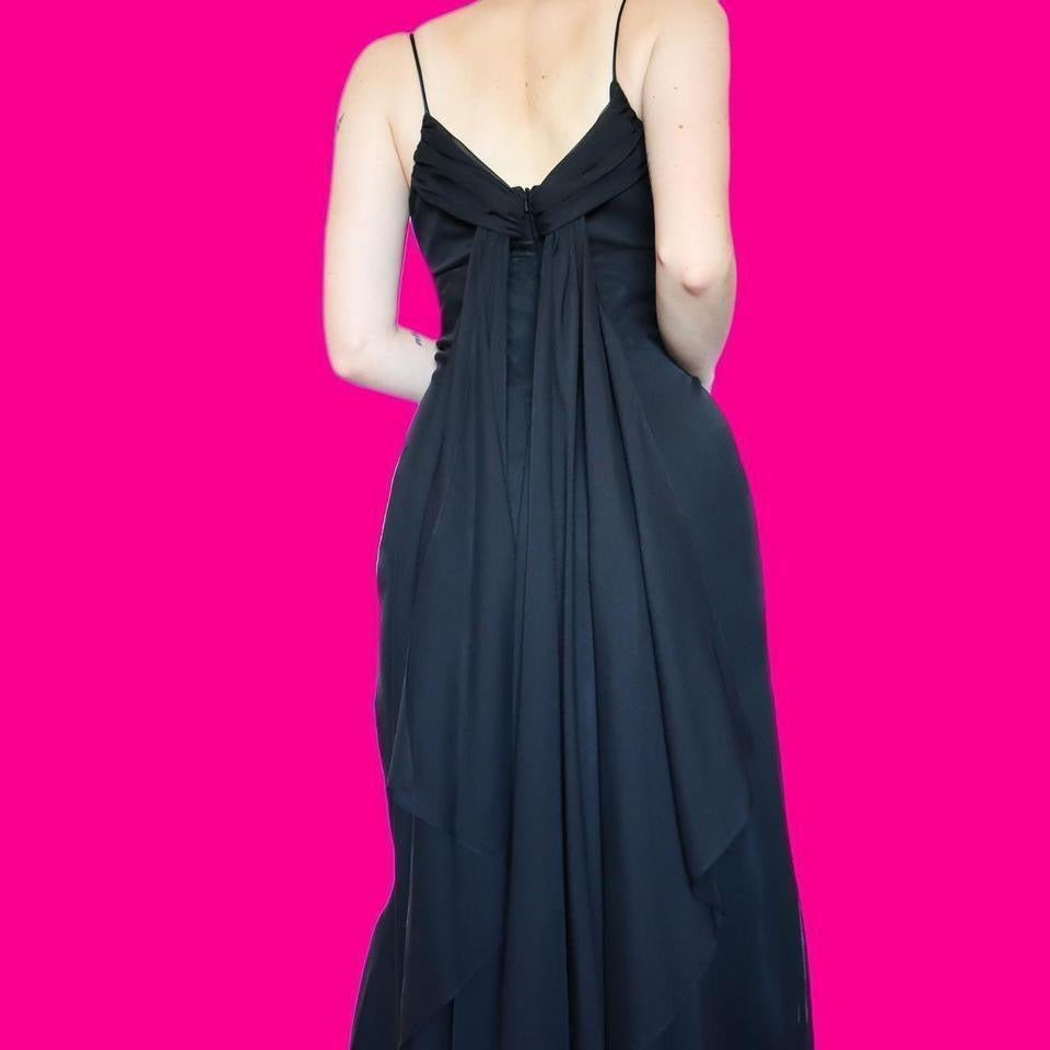 Black chiffon evening gown UK 12 & UK 16
