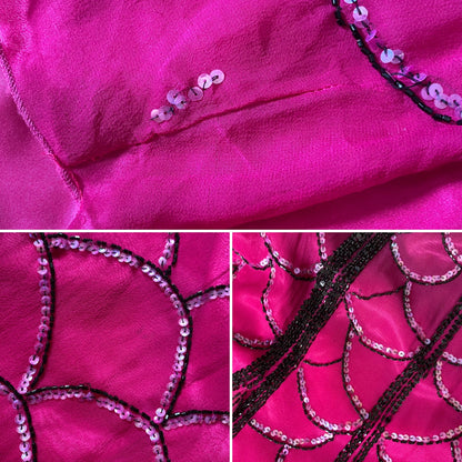 Pink 100% silk bead & sequin mermaid evening dress uk 10