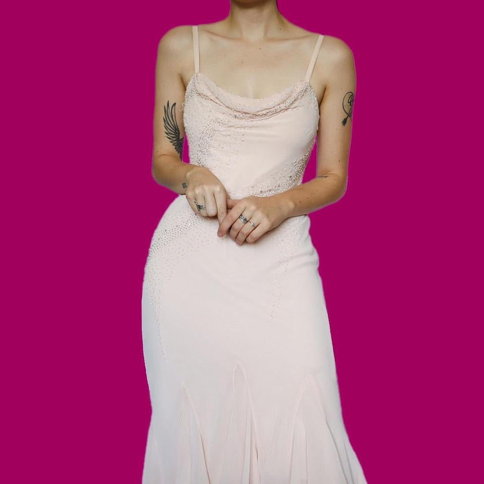 Dusk pink beaded midi dress UK 10