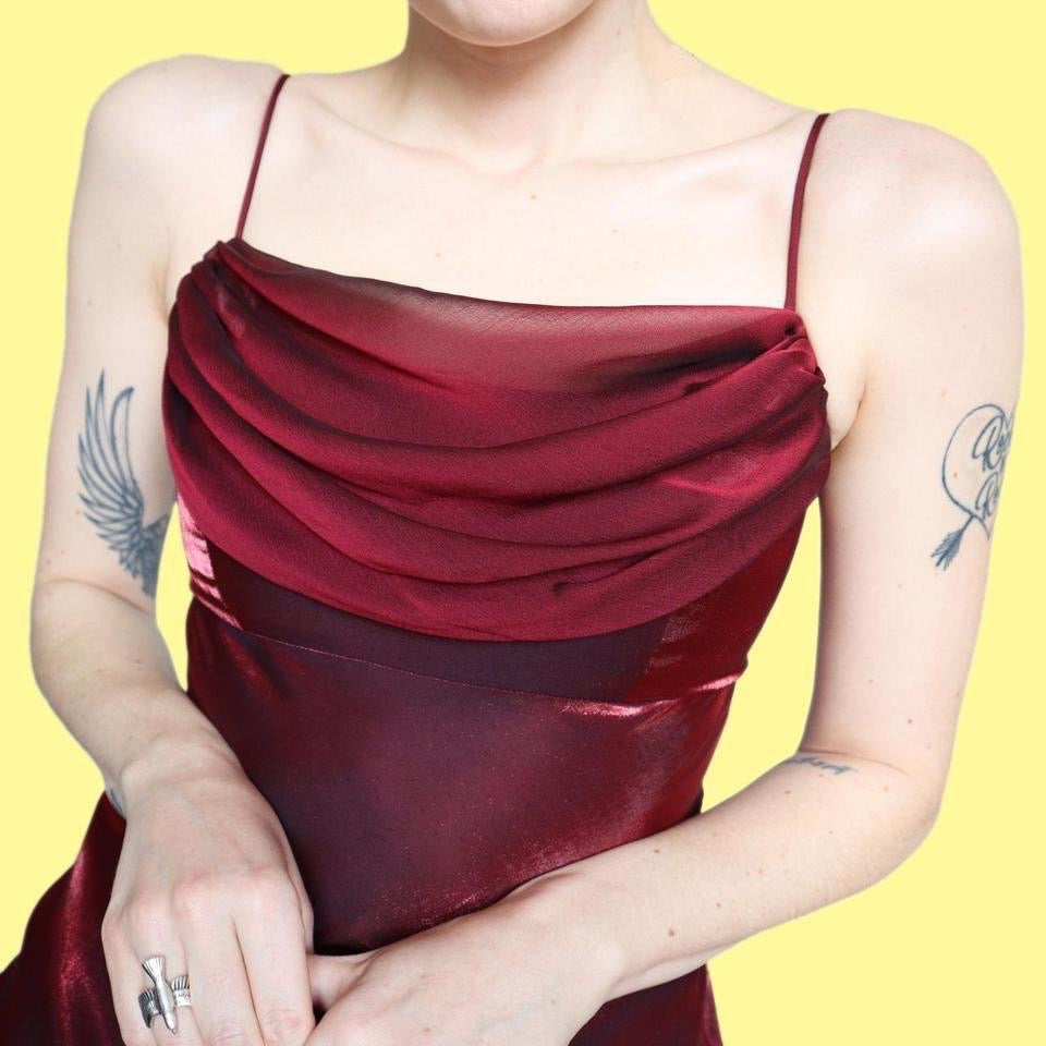 Nightway silky dark red evening dress UK 10