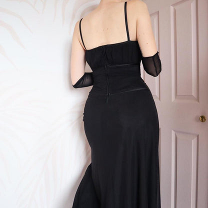 Black Tadashi lace up evening gown UK 10