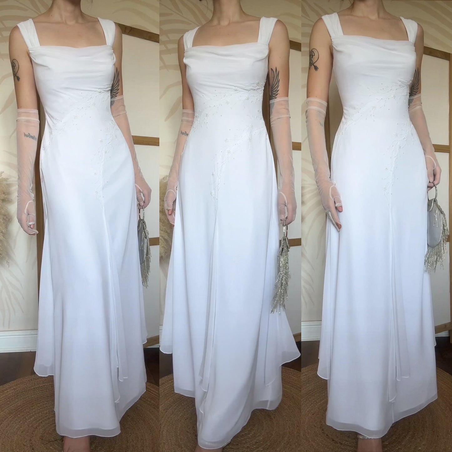 White Ronald Joyce beaded wedding dress UK 14