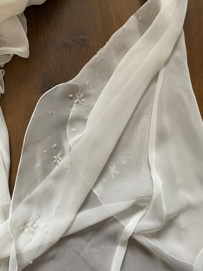 White long sleeve ethereal wedding dress UK 12