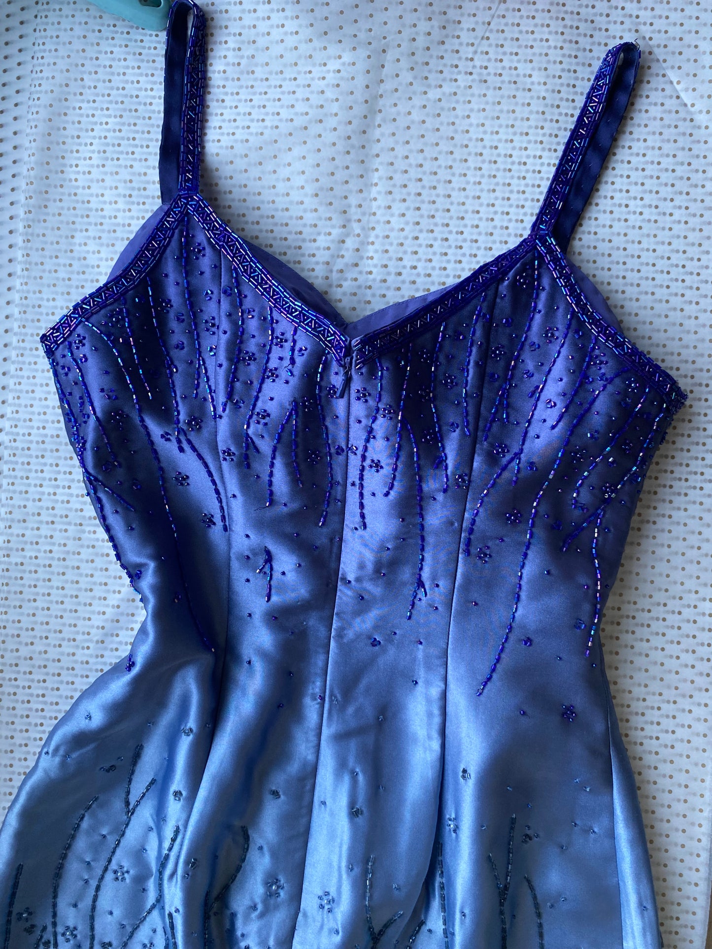 Yve London blue ombré beaded fitted prom dress UK 10