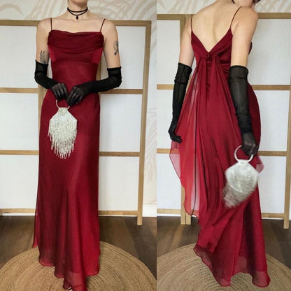 Tiffanys red chiffon evening prom dress UK 12