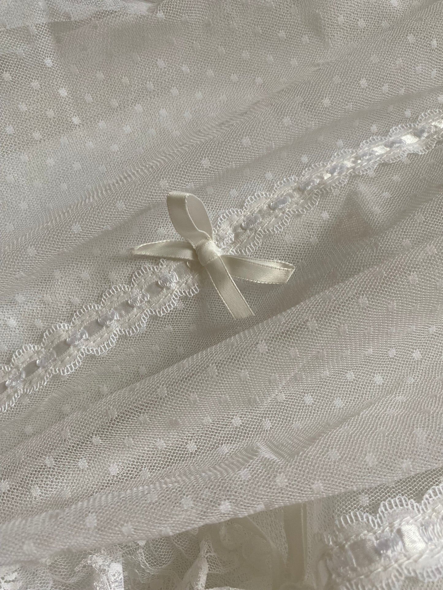 Vintage Ellis 70s white polka dot lace wedding dress uk 10-12