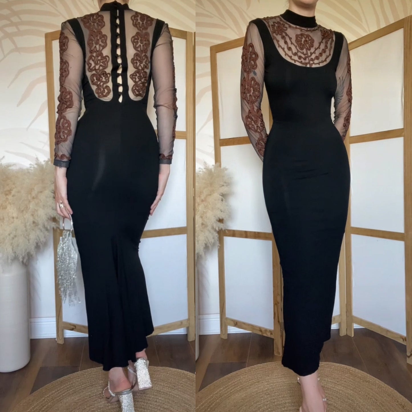 Black stretchy bodycon evening dress uk 6-8