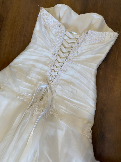 Maggie Sottero white organza wedding dress uk 14