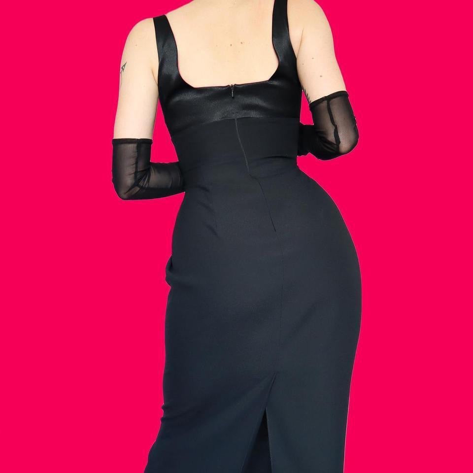 Black fitted diamanté evening dress UK 14