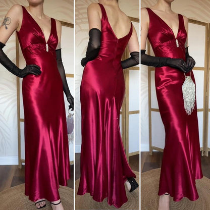 Morgan & Co red satin evening dress UK 10