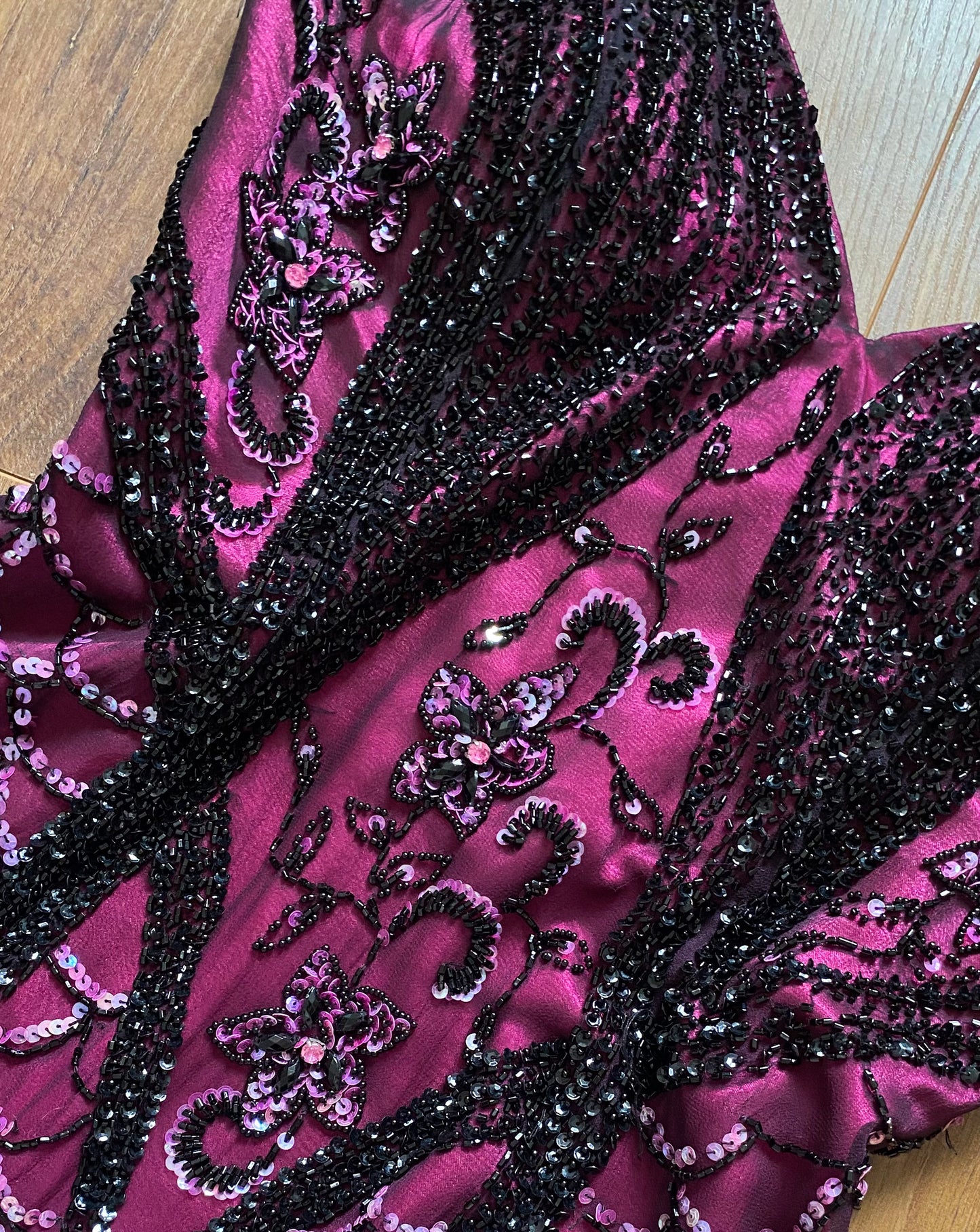 Pink 100% silk bead & sequin mermaid evening dress uk 10